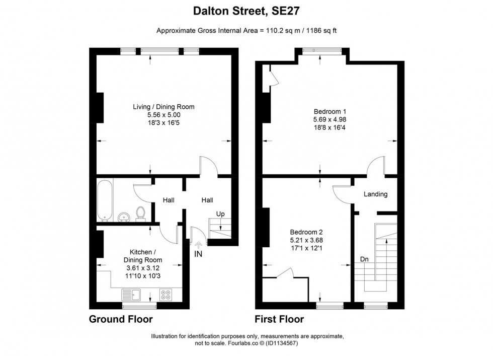 Floorplan for Dalton Street, London